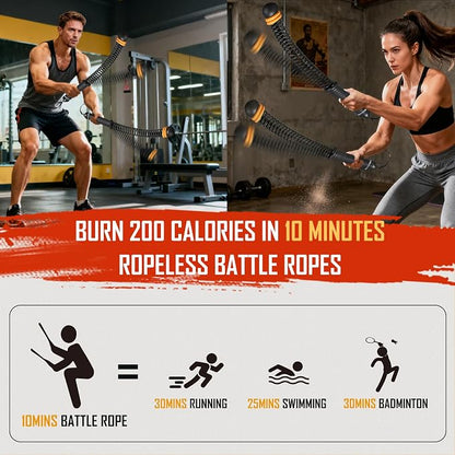 Newmkr Weighted Ropeless Battle Ropes – Portable Cordless Workout Ropes for Home Gym, HIIT, Cardio & Strength Training