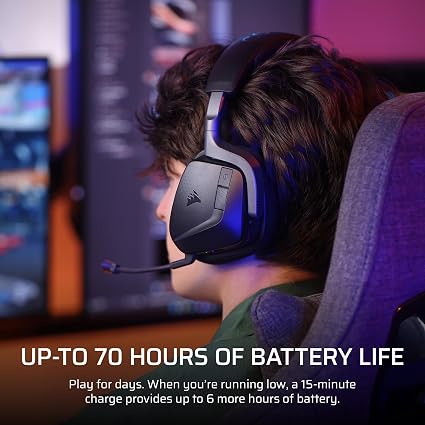 Corsair VOID v2 MAX Wireless Gaming Headset – 2.4GHz & Bluetooth, Dolby Atmos, 70-Hour Battery, Carbon