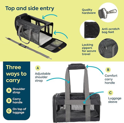Sherpa Original Deluxe Medium Pet Carrier – Airline-Approved Soft-Sided Travel Bag, Charcoal Gray