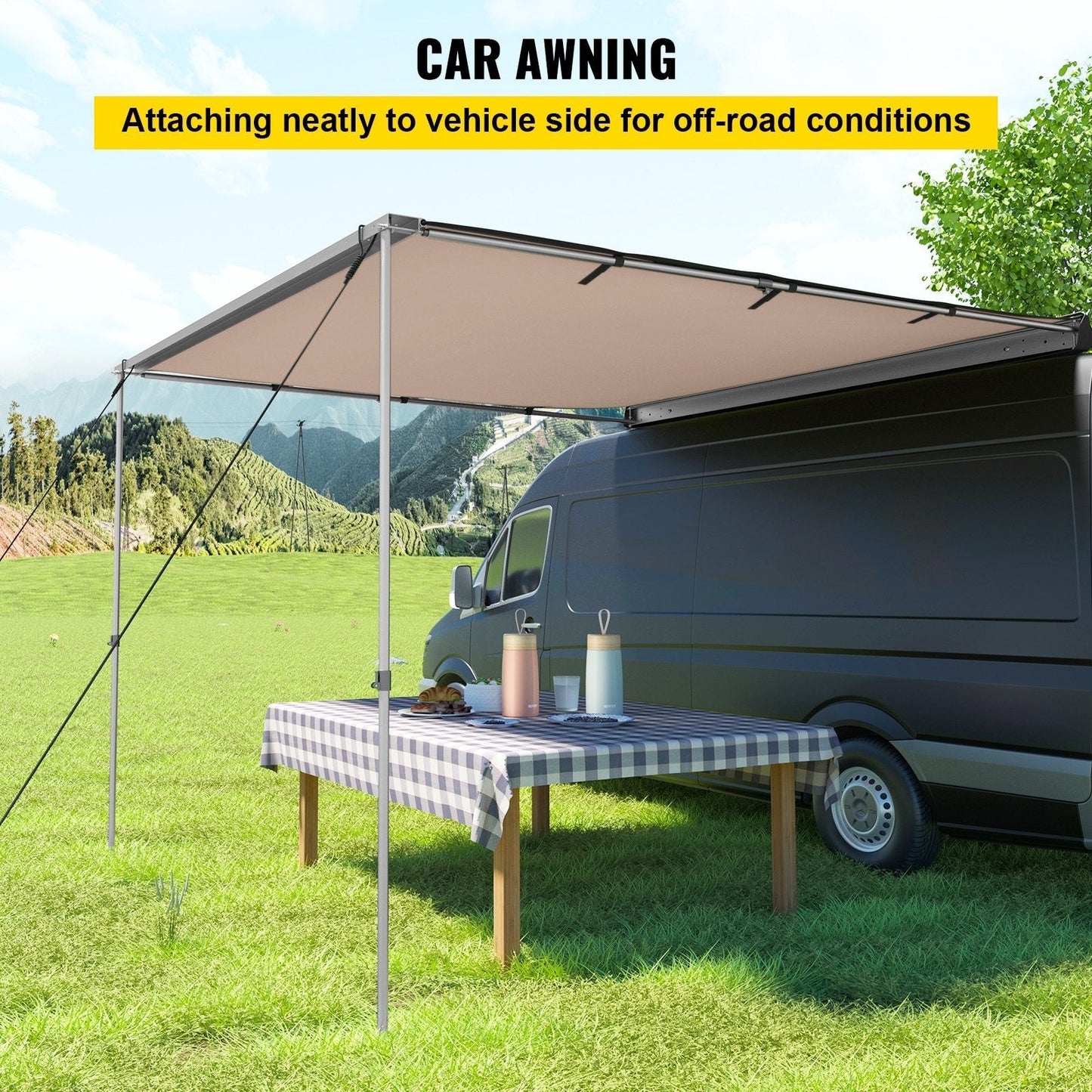 8.2×8.2 ft Retractable Car Side Awning – Waterproof Vehicle Tent with Adjustable Height & UV Protection - with | Sold by Uncle Wiener's Wholesale