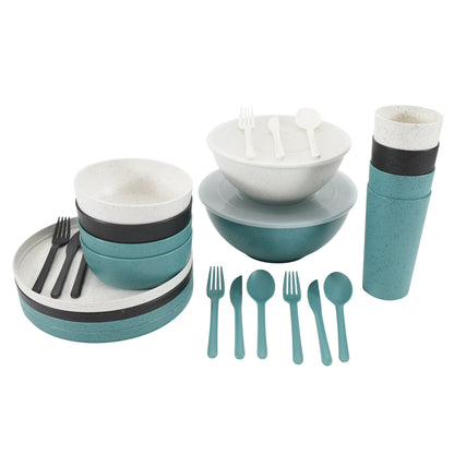 Mainstays 28-Piece Eco-Friendly Recycled Plastic Dinnerware Set – Service for 4 849434028484