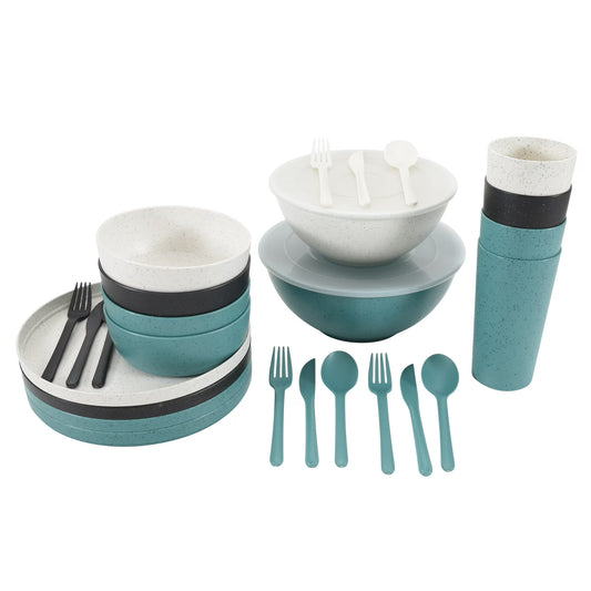 Mainstays 28-Piece Eco-Friendly Recycled Plastic Dinnerware Set – Service for 4 849434028484