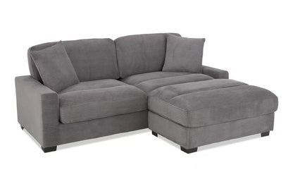 86" L-Shape Sectional Sofa with Reversible Ottoman & Pillows – Left/Right Chaise Couch Gray/Teal/Avocado BO958 - with Gray | Sold by Uncle Wiener's Wholesale