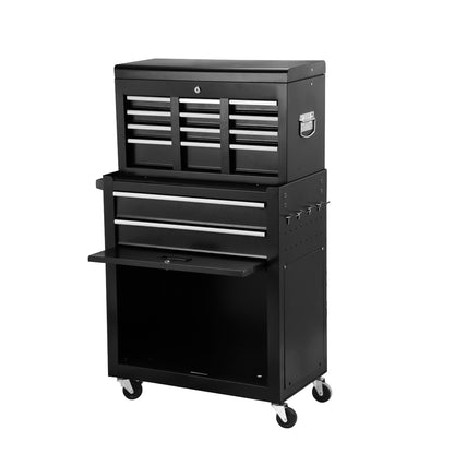8 Drawer Rolling Tool Cabinet with Casters Heavy Duty Steel Garage Storage – Black Red Blue Orange