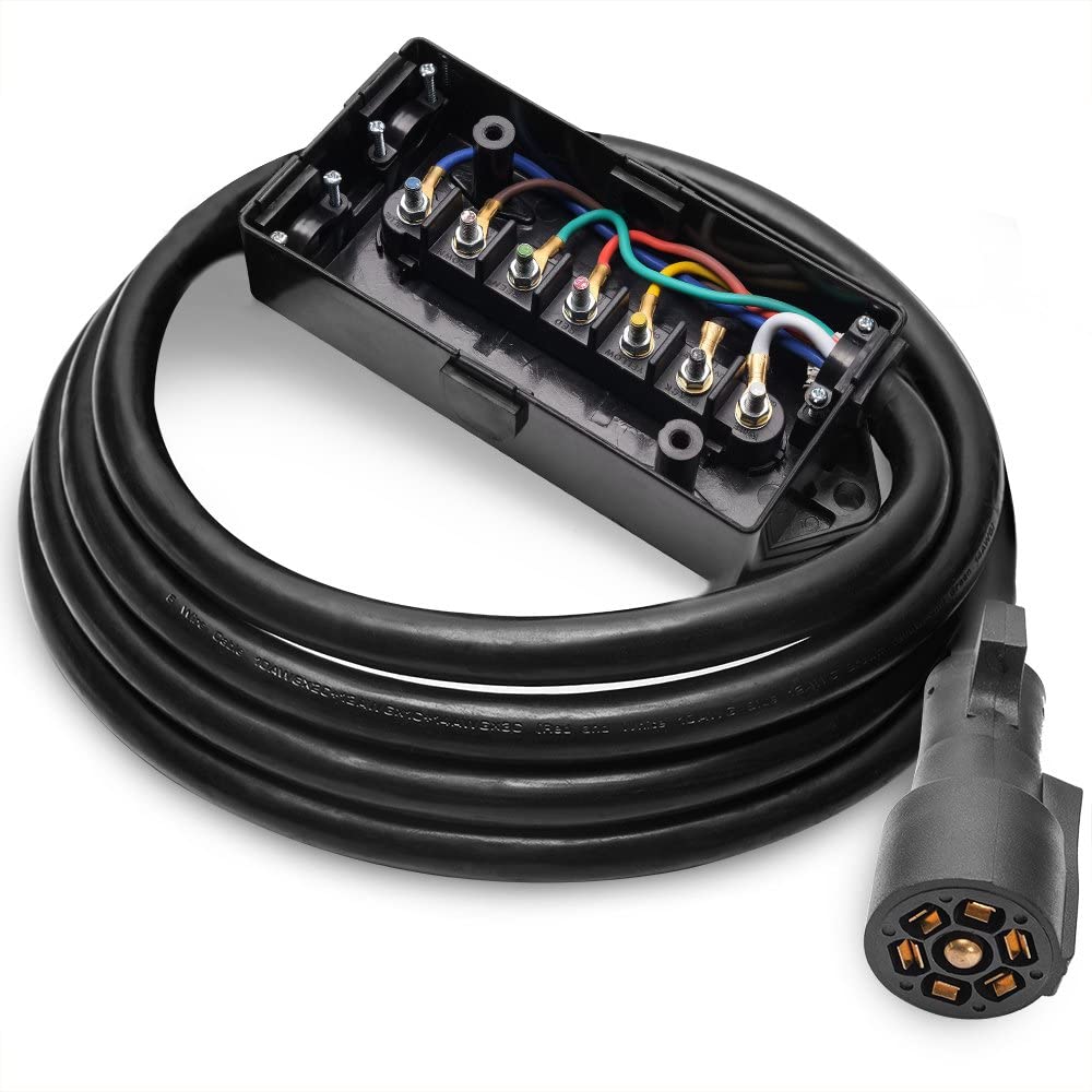 8FT Heavy - Duty 7 - Way Trailer Plug & Junction Box – Inline Wiring Harness | 0090038 - with | Sold by Uncle Wiener's Wholesale