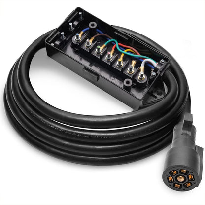 8FT Heavy - Duty 7 - Way Trailer Plug & Junction Box – Inline Wiring Harness | 0090038 - with | Sold by Uncle Wiener's Wholesale