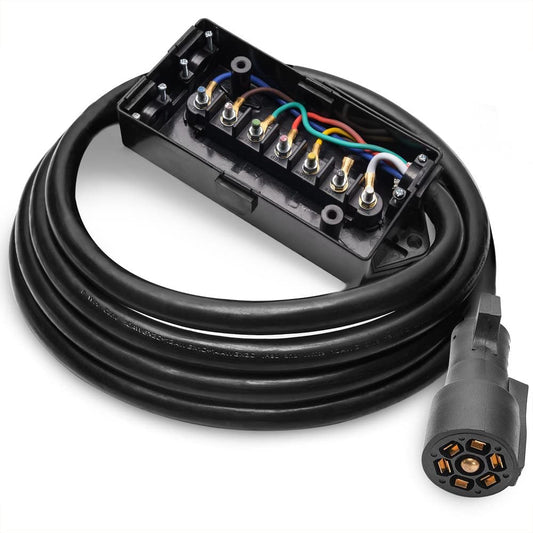 8FT Heavy - Duty 7 - Way Trailer Plug & Junction Box – Inline Wiring Harness | 0090038 - with | Sold by Uncle Wiener's Wholesale