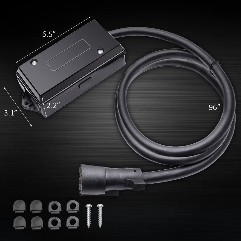 8FT Heavy - Duty 7 - Way Trailer Plug & Junction Box – Inline Wiring Harness | 0090038 - with | Sold by Uncle Wiener's Wholesale