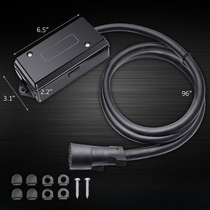 8FT Heavy - Duty 7 - Way Trailer Plug & Junction Box – Inline Wiring Harness | 0090038 - with | Sold by Uncle Wiener's Wholesale