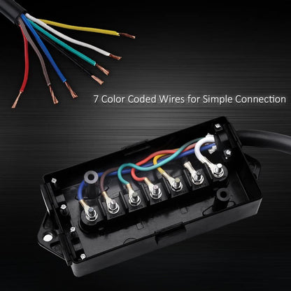 8FT Heavy - Duty 7 - Way Trailer Plug & Junction Box – Inline Wiring Harness | 0090038 - with | Sold by Uncle Wiener's Wholesale