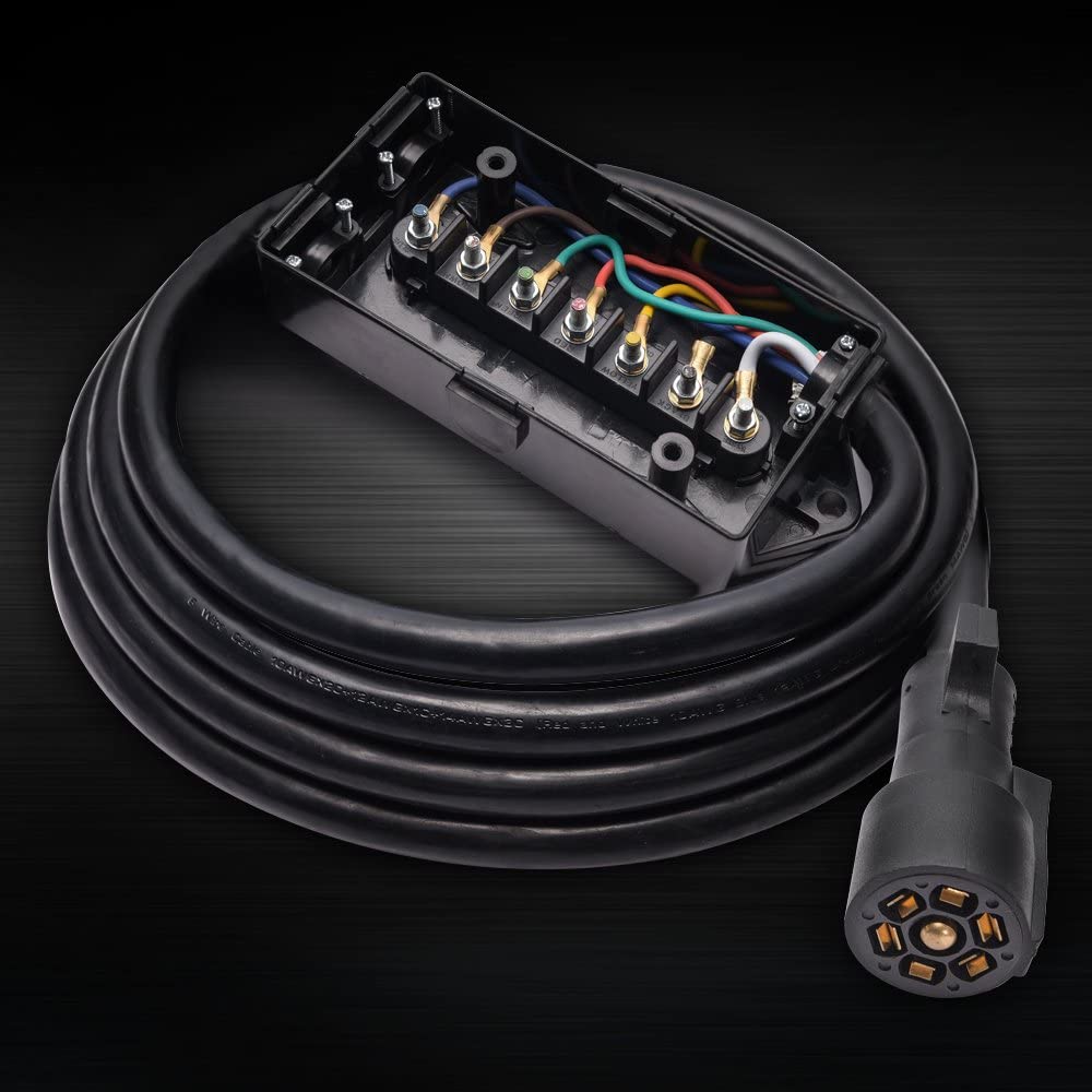 8FT Heavy - Duty 7 - Way Trailer Plug & Junction Box – Inline Wiring Harness | 0090038 - with | Sold by Uncle Wiener's Wholesale