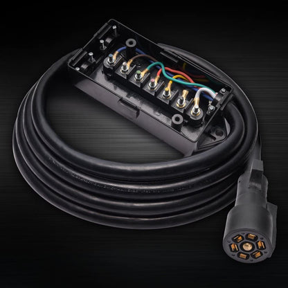8FT Heavy - Duty 7 - Way Trailer Plug & Junction Box – Inline Wiring Harness | 0090038 - with | Sold by Uncle Wiener's Wholesale