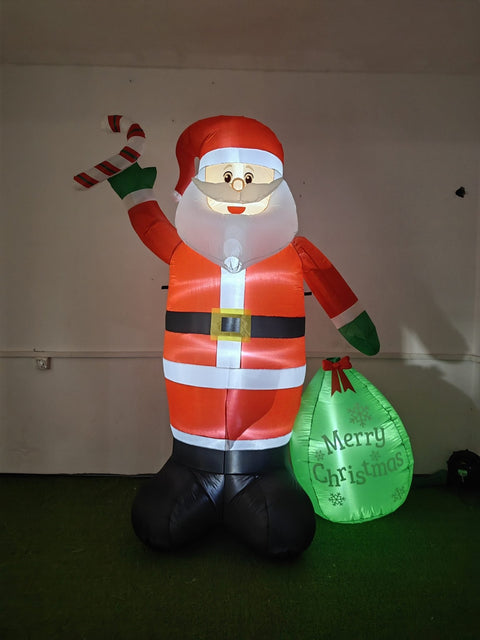 8FT Inflatable LED Christmas Santa Claus – Outdoor Holiday Decoration 618512 - with | Sold by Uncle Wiener's Wholesale