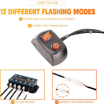 8PCS Sync LED Emergency Strobe Light Kit 72W 12 Flash Modes 12-24V 8PCSS - with Amber | Sold by Uncle Wiener's Wholesale