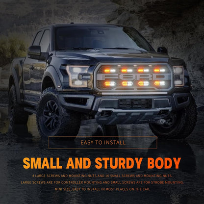 8PCS Sync LED Emergency Strobe Light Kit 72W 12 Flash Modes 12-24V 8PCSS - with Amber | Sold by Uncle Wiener's Wholesale