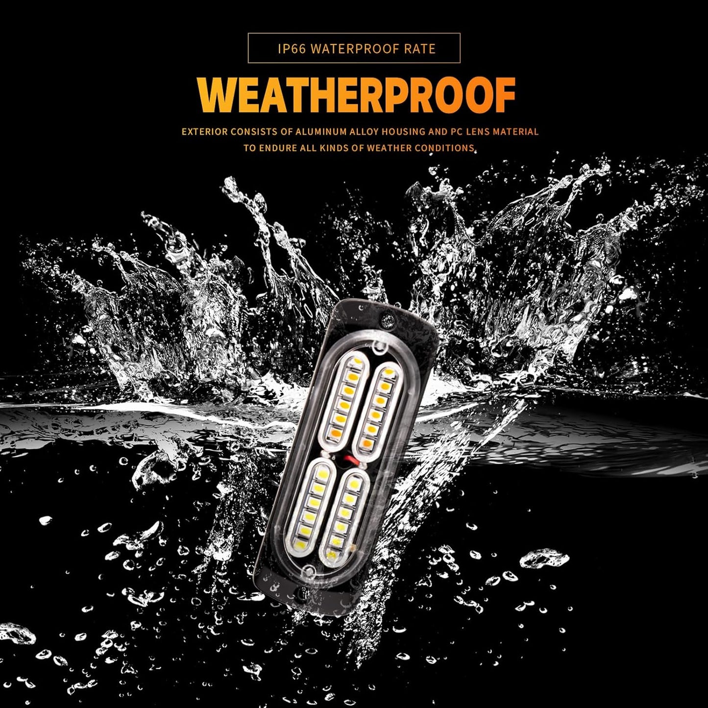 8PCS Sync LED Emergency Strobe Light Kit 72W 12 Flash Modes 12-24V 8PCSS - with Amber | Sold by Uncle Wiener's Wholesale