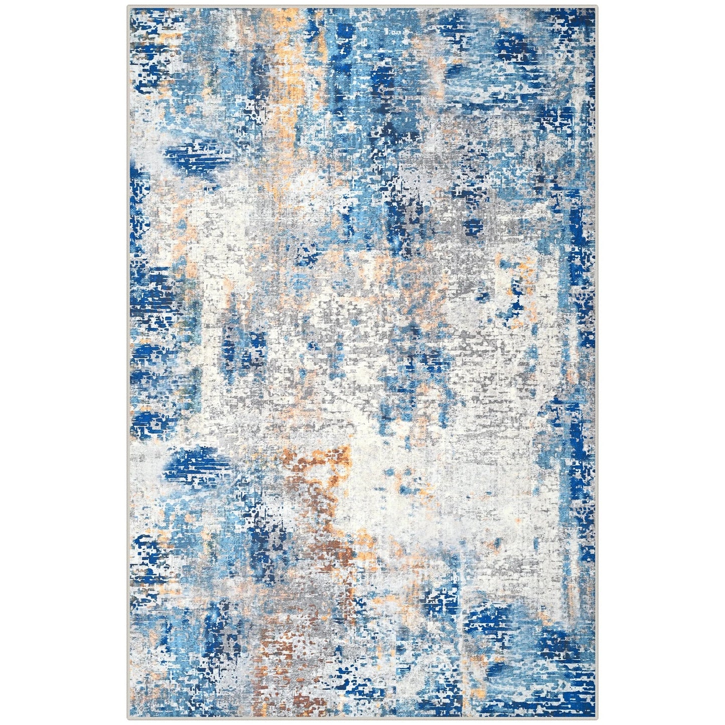 8x10 Modern Abstract Washable Area Rug Blue – Large Non Slip Living Room Rug RUG8BL - with | Sold by Uncle Wiener's Wholesale