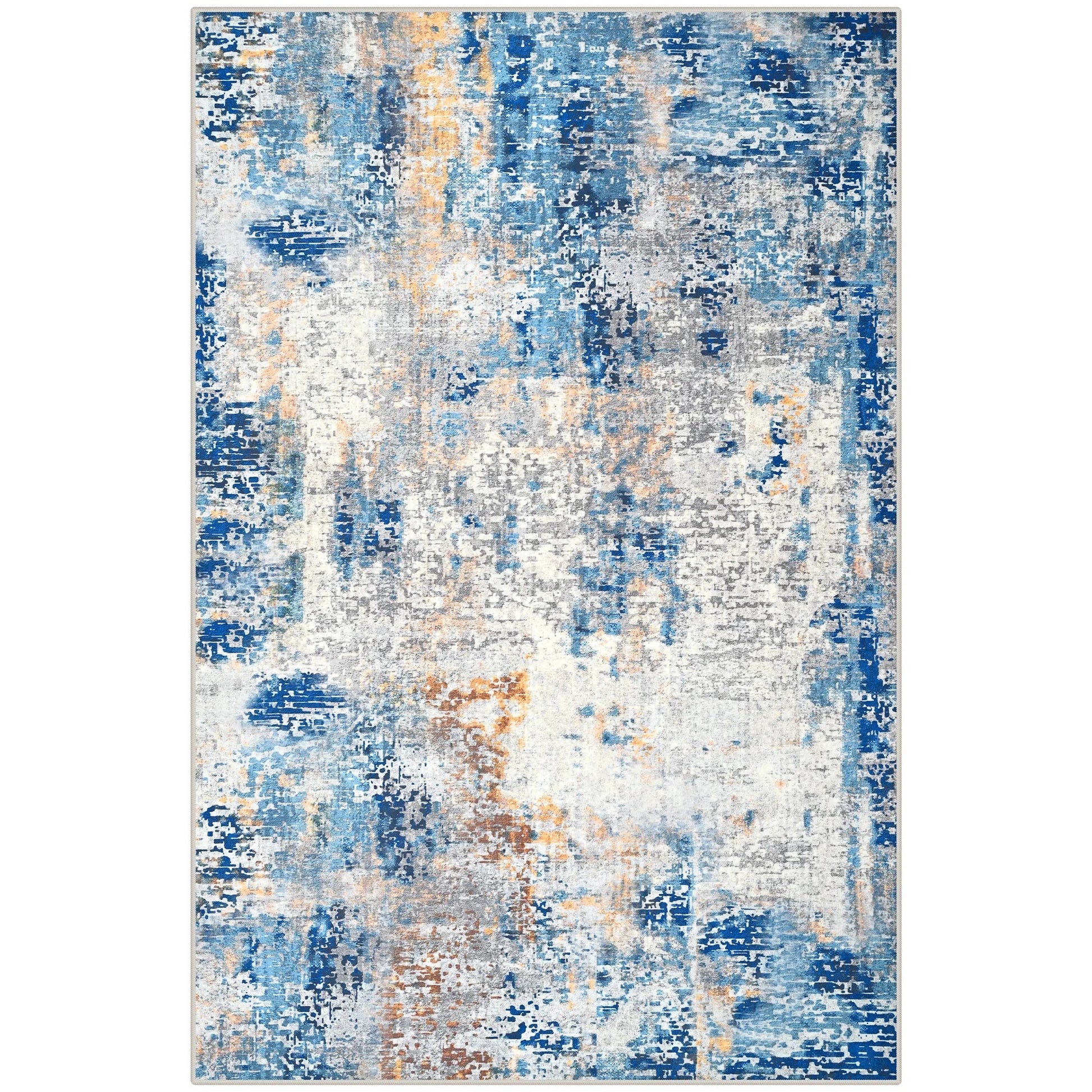 8x10 Modern Abstract Washable Area Rug Blue – Large Non Slip Living Room Rug RUG8BL - with | Sold by Uncle Wiener's Wholesale