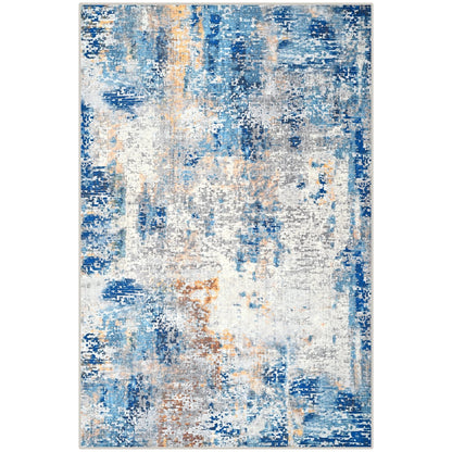 8x10 Modern Abstract Washable Area Rug Blue – Large Non Slip Living Room Rug RUG8BL - with | Sold by Uncle Wiener's Wholesale