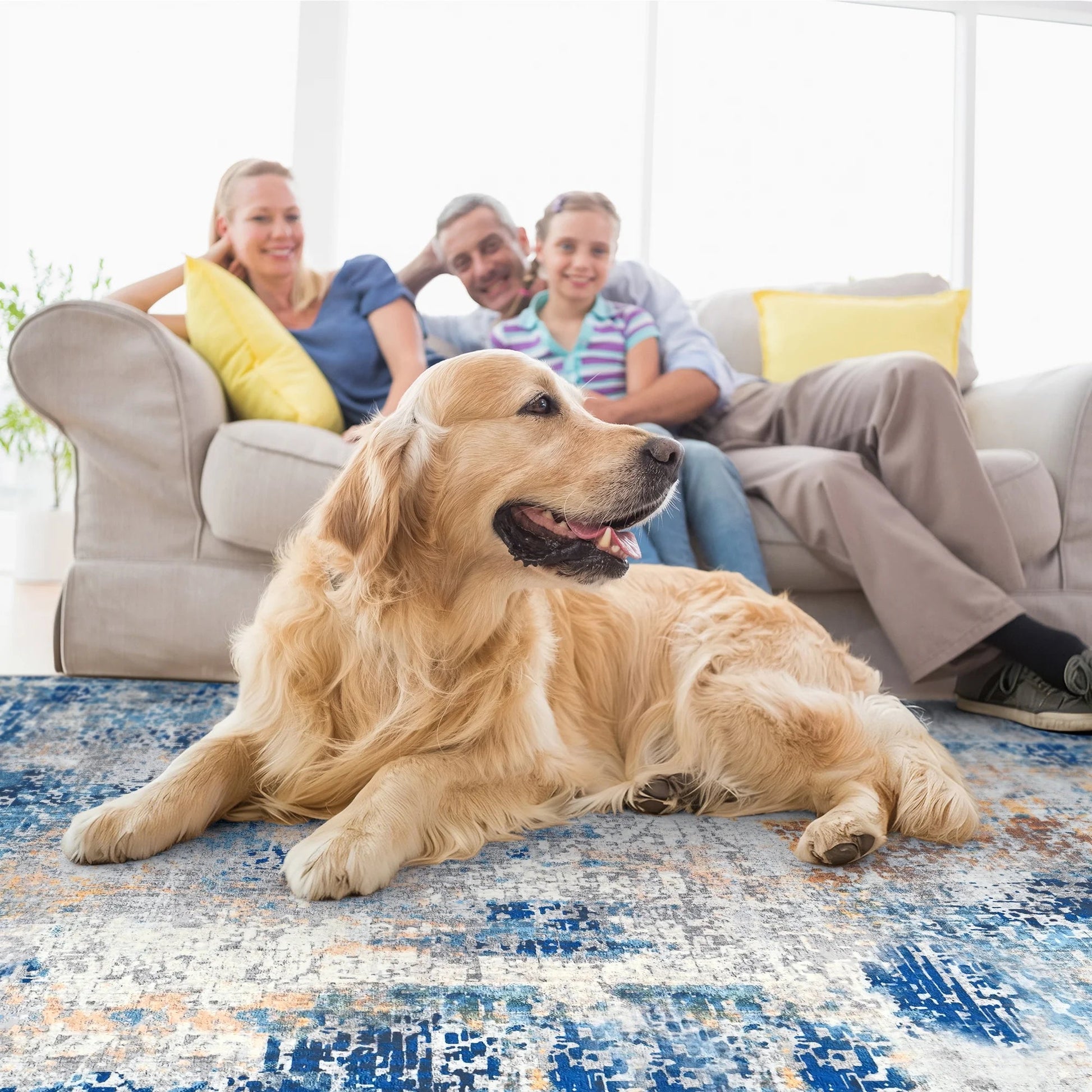 8x10 Modern Abstract Washable Area Rug Blue – Large Non Slip Living Room Rug RUG8BL - with | Sold by Uncle Wiener's Wholesale