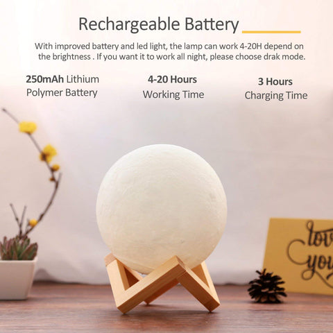 New Night Light 3D Moon 3 Color LED Globe 15 cm MG15C