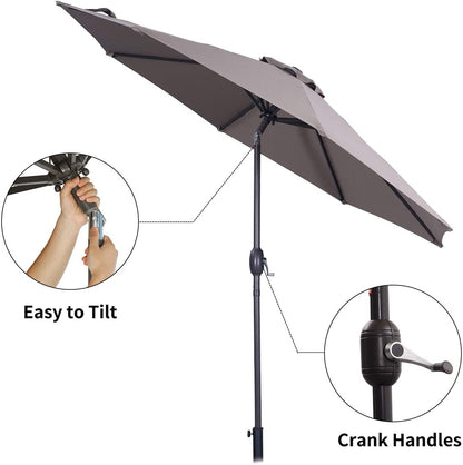 9 FT Patio Outdoor Umbrella with Crank & Tilt – Red or Gray AMMU27 Series - with Gray | Sold by Uncle Wiener's Wholesale