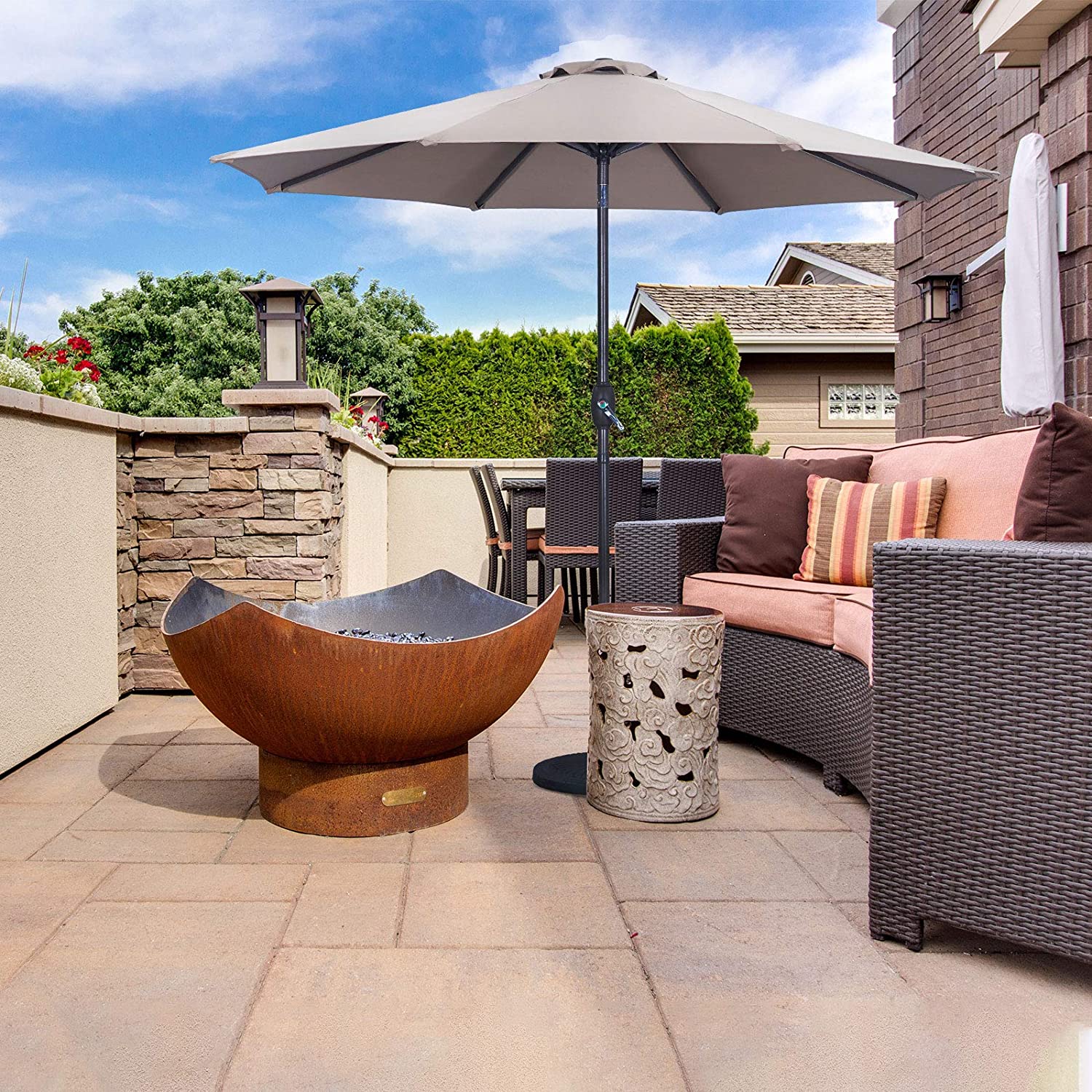 9 FT Patio Outdoor Umbrella with Crank & Tilt – Red or Gray AMMU27 Series - with Gray | Sold by Uncle Wiener's Wholesale