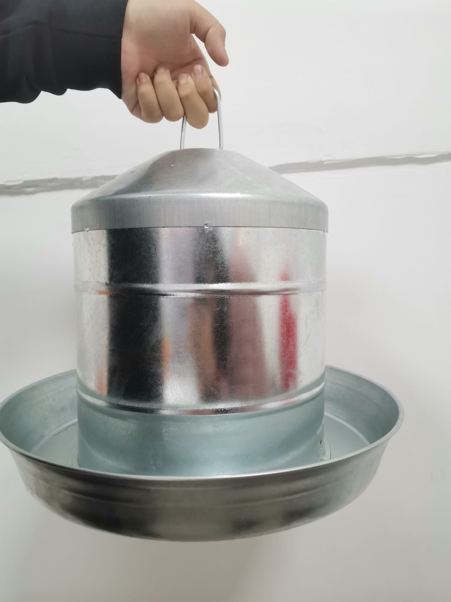 9 Liter Galvanized Metal Chicken Drinker Hanging Poultry Waterer 4909C - with | Sold by Uncle Wiener's Wholesale