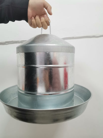 9 Liter Galvanized Metal Chicken Drinker Hanging Poultry Waterer 4909C - with | Sold by Uncle Wiener's Wholesale