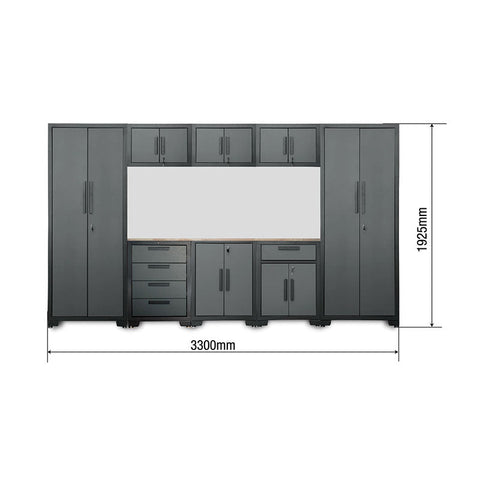 9 - Piece Garage Workbench & Cabinet Set – Heavy - Duty Modular Tool Storage System - with Gray 1189GS | Sold by Uncle Wiener's Wholesale