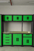 9 - Piece Garage Workbench & Cabinet Set – Heavy - Duty Modular Tool Storage System - with Red 1189RS | Sold by Uncle Wiener's Wholesale