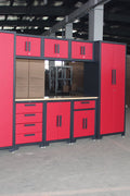 9 - Piece Garage Workbench & Cabinet Set – Heavy - Duty Modular Tool Storage System - with Orange 1189OS | Sold by Uncle Wiener's Wholesale