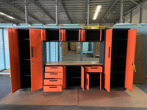 9 - Piece Garage Workbench & Cabinet Set – Heavy - Duty Modular Tool Storage System - with Gray 1189GS | Sold by Uncle Wiener's Wholesale