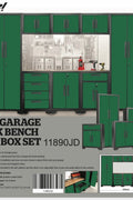 9 - Piece Garage Workbench & Cabinet Set – Heavy - Duty Modular Tool Storage System - with Green 1189GR | Sold by Uncle Wiener's Wholesale