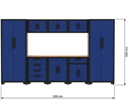 9 - Piece Garage Workbench & Cabinet Set – Heavy - Duty Modular Tool Storage System - Tool Benches & Workstations with Blue 1189BS | Sold by Uncle Wiener's Wholesale