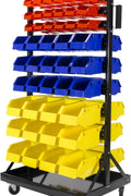 90 Bin Double - Sided Storage Rack with Casters – 450 lb Capacity - with | Sold by Uncle Wiener's Wholesale