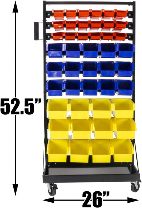 90 Bin Double - Sided Storage Rack with Casters – 450 lb Capacity - with | Sold by Uncle Wiener's Wholesale