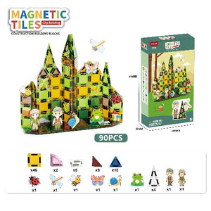 90-Piece Magnetic Building Tiles Set 3.75cm Kids Construction Toy EPT1638657