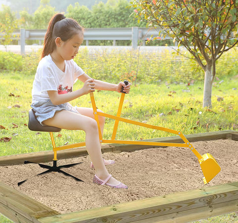 360° Rotating Metal Sandbox Digger Toy – Kids' Ride-On Outdoor Construction Excavator | SKU: 75SBDT