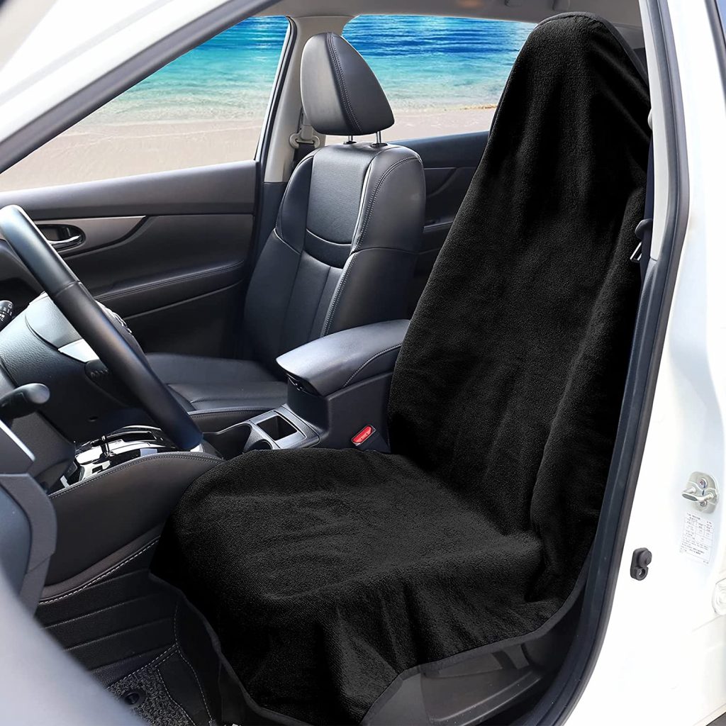 Black Waterproof Car Seat Cover with Anti-Slip Backing – Universal Fit for Front Seats