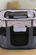 XL foldable dog crate with mesh windows and roll-up door
Portable pet house crate with removable top skylight
Indoor and outdoor soft pet kennel setup
Folded dog crate for easy storage and travel
Cat and dog resting in mesh pet crate