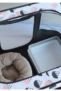 XL foldable dog crate with mesh windows and roll-up door
Portable pet house crate with removable top skylight
Indoor and outdoor soft pet kennel setup
Folded dog crate for easy storage and travel
Cat and dog resting in mesh pet crate