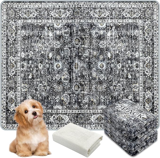 AIHSUMC Washable Dog Pee Pads – Reusable Waterproof Leakproof Pet Training Pads, Thick Absorbent Non-Slip Floor Protector