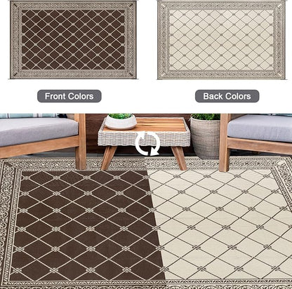 HiiARug Outdoor Rug Waterproof Reversible Patio Mat with Carry Bag