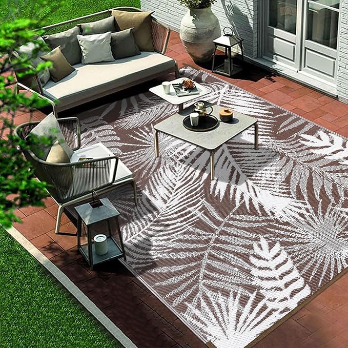 HiiARug Outdoor Rug Waterproof Reversible Patio Mat with Carry Bag