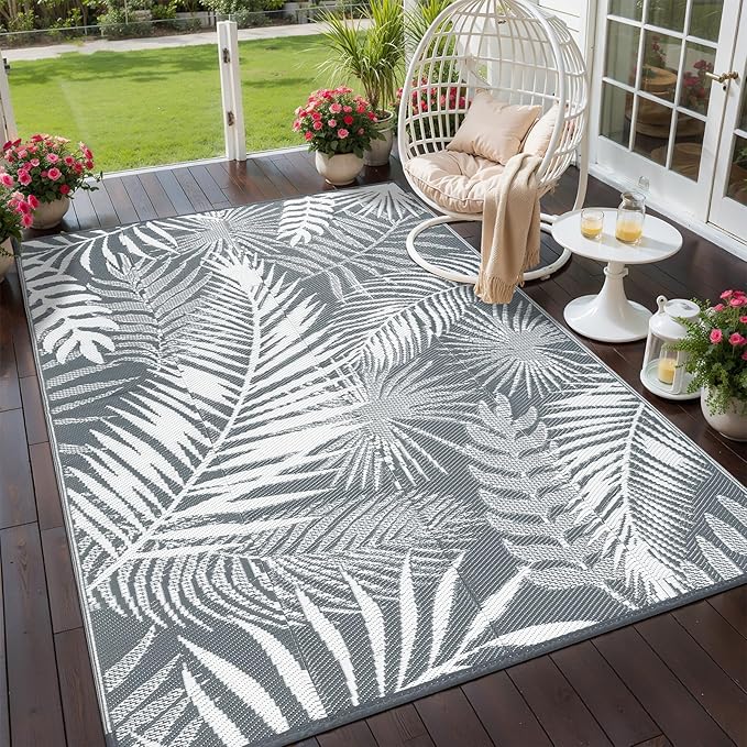 HiiARug Outdoor Rug Waterproof Reversible Patio Mat with Carry Bag