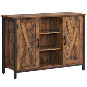 Industrial Sideboard Buffet Cabinet with Doors & Open Shelves – Coffee Bar Storage Cabinet Vintage Brown & Black LSC098B01V1