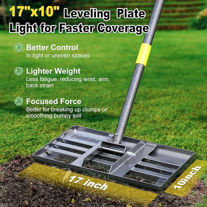 Heavy Duty Lawn Leveling Rake with Adjustable Handle – Stainless Steel Soil Leveler for Top Dressing, Sand, Compost, Dirt & Grass Lawn Maintenance