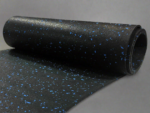 Rubber Gym Roll Flooring – Blue Speck Finish 3.28 ft x 32.80 ft
Rubber Gym Roll Flooring Installed in Fitness Studio
Black Rubber Roll Mat for Gym and Garage Floors
CrossFit Gym with Rubber Flooring Roll