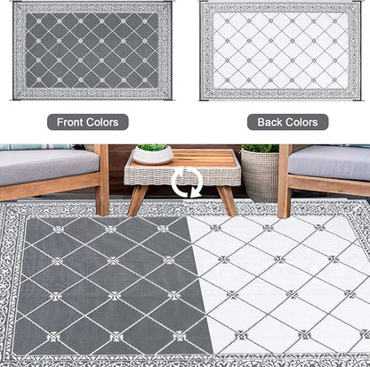 HiiARug Outdoor Rug Waterproof Reversible Patio Mat with Carry Bag